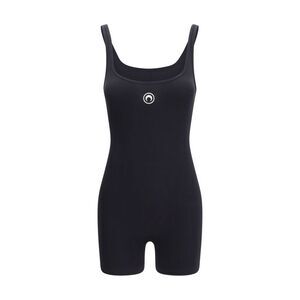 Marine Serre Women Moon Logo Ribbed Jersey Short Catsuit